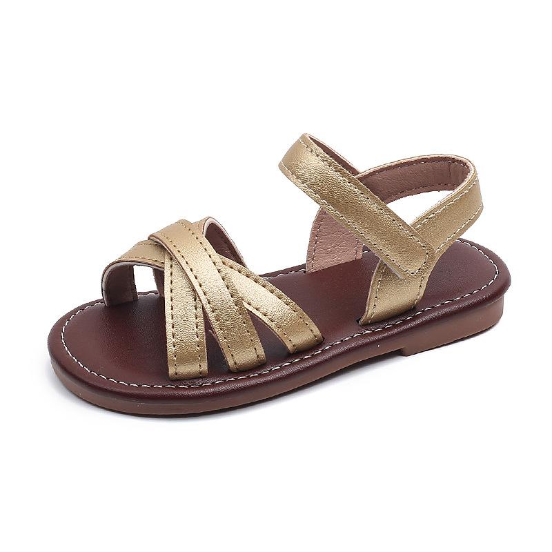

Girls Sandals Soild Color Versatile Kids Princess Shoes Open Toes Hook&loop Summer New Girls Beach Shoes Non-slip Soft Sole 24