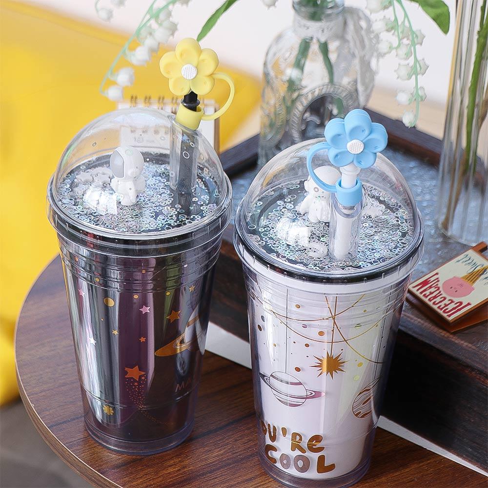 Soft Straw Tips Cover Flower Shape Straw Cover Cap Creative Flower Straw Toppers  Cup Decoration