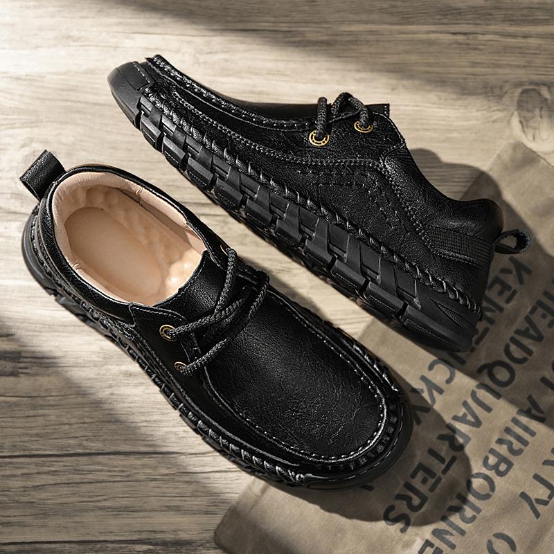 Fashion Genuine Leather Handmade Mens Shoes Vintage Outdoor Comfy Business Dress Shoes Men Breathable Office Sneakers Plus Size 38-46