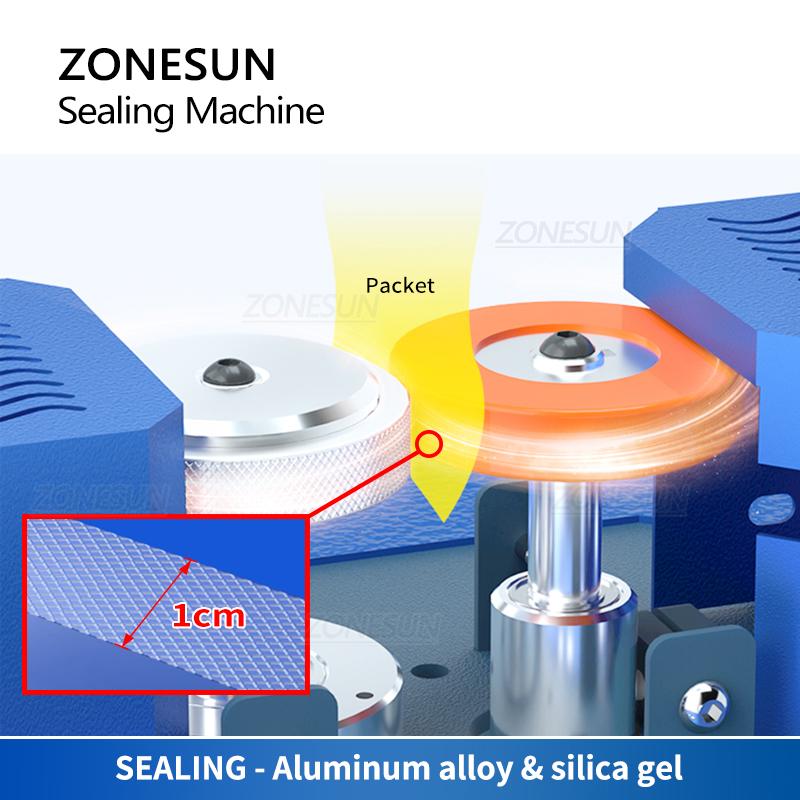 ZONESUN ZS-GLF1P Semi-Automatic Food Aluminum Foil Pouch Continuous Heating Roller Plastic Bags Sealing Machine