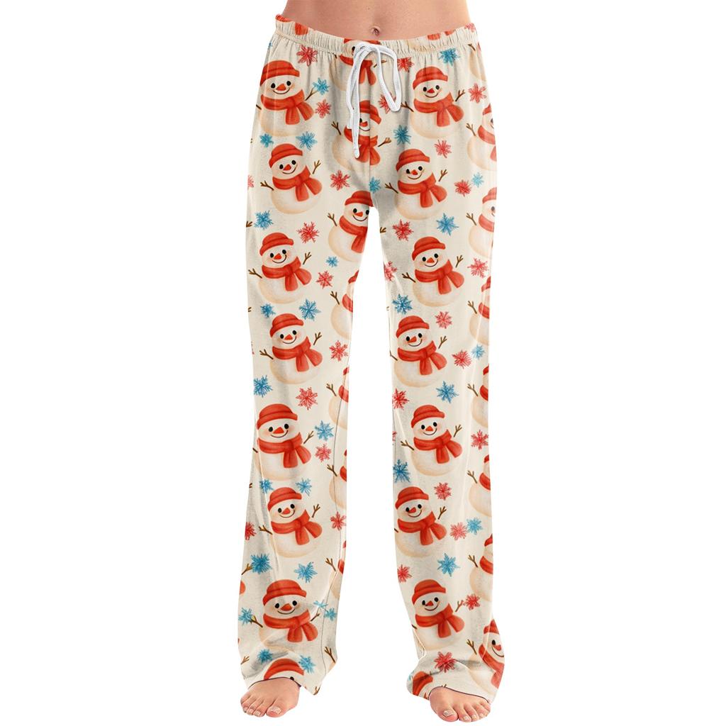 Women's Christmas Print Loose Fit Casual Pants for Holiday