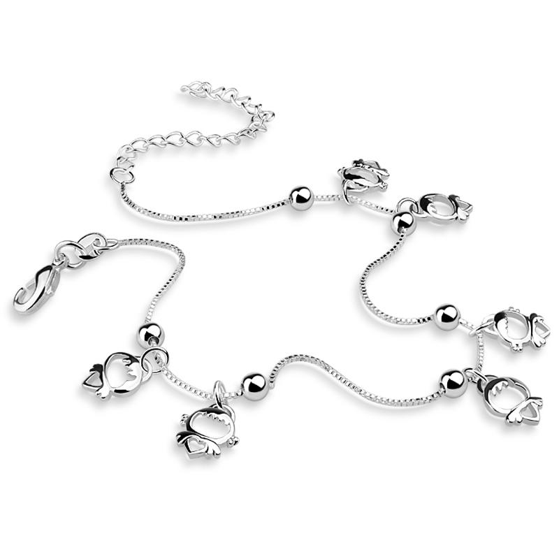 Fashion Angel Anklets .Lovely Anklets Woman Solid 925 Silver .27 Cm Bell Pendant Anklets .Sterling Silver Girl Jewelry