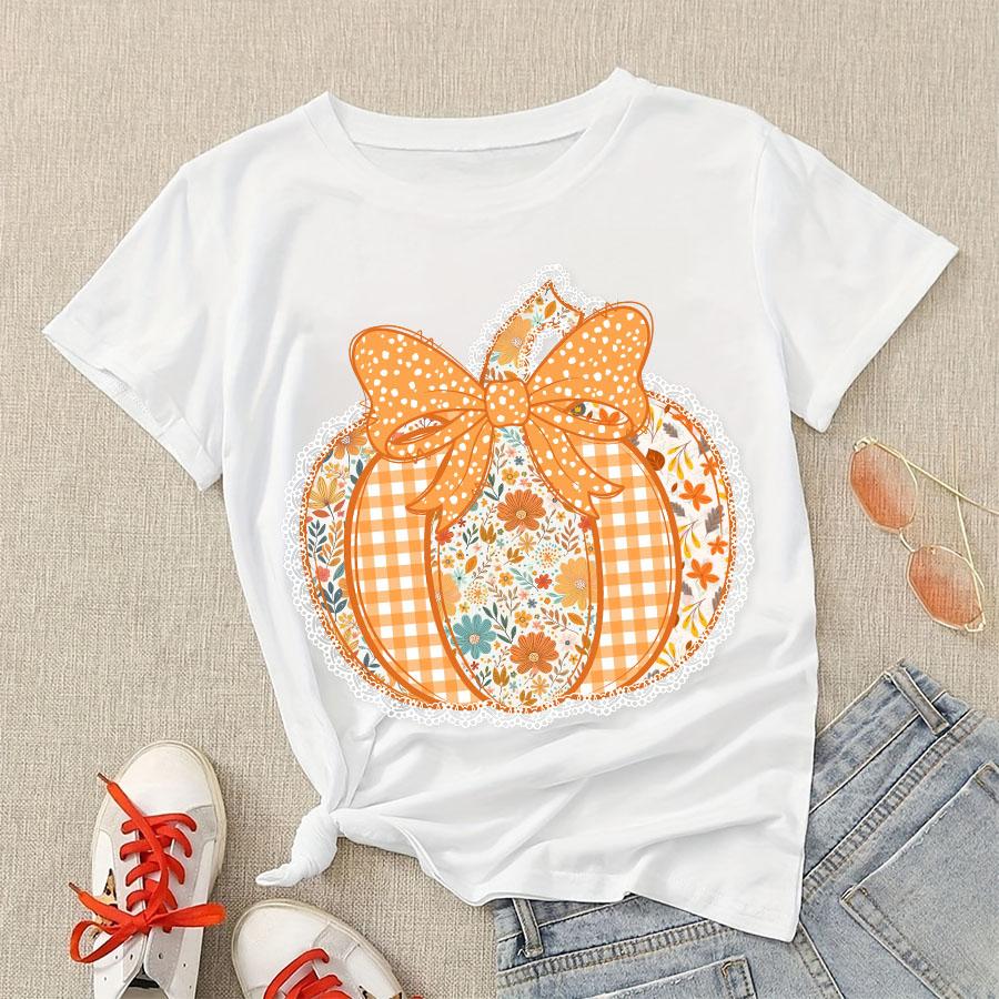 

Осеннее кружево цветок тыква DIY горячее тиснение наклейка для термопереноса футболка спортивная одежда 6XL