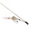 Wooden Cat Funny Stick Wand Pet Teaser Mice Toys with Crisp Bell Feather and Linen Mouse