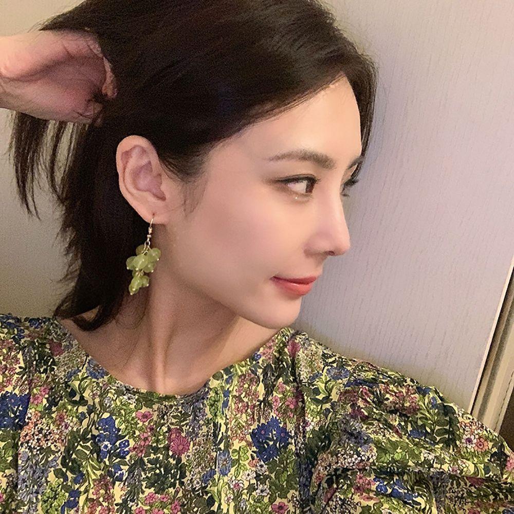 Geometric Women Girl Party Korea Fashion Jewelry Clip Earrings Drop Earrings Grape String Earrings