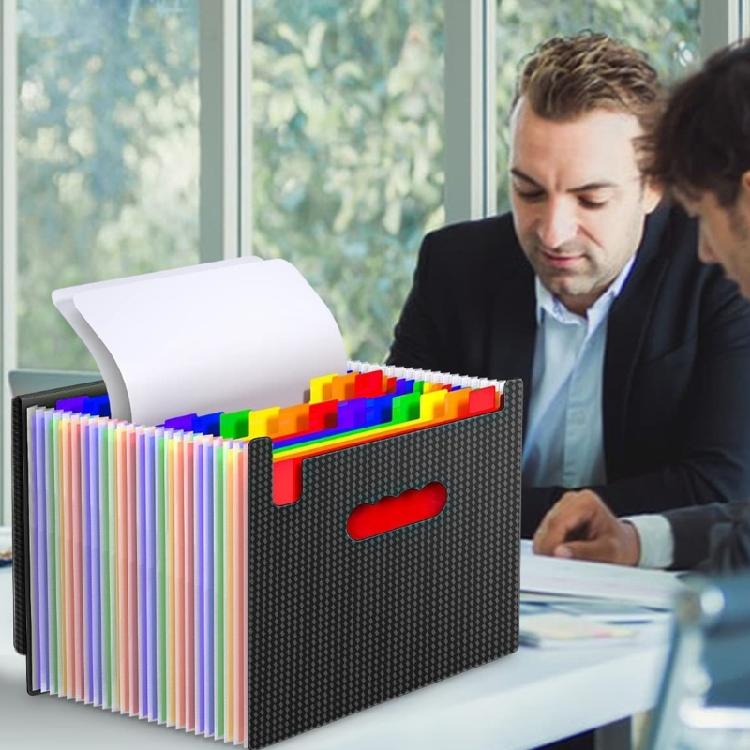 25 Compartments Expandable File Organiser Filing Bag with Handle Plastic Document Organiser for Offices 13x9.6Inch