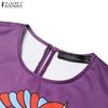 ZANZEA Women Printing Casual Round Neck Sleeveless Summer Dress