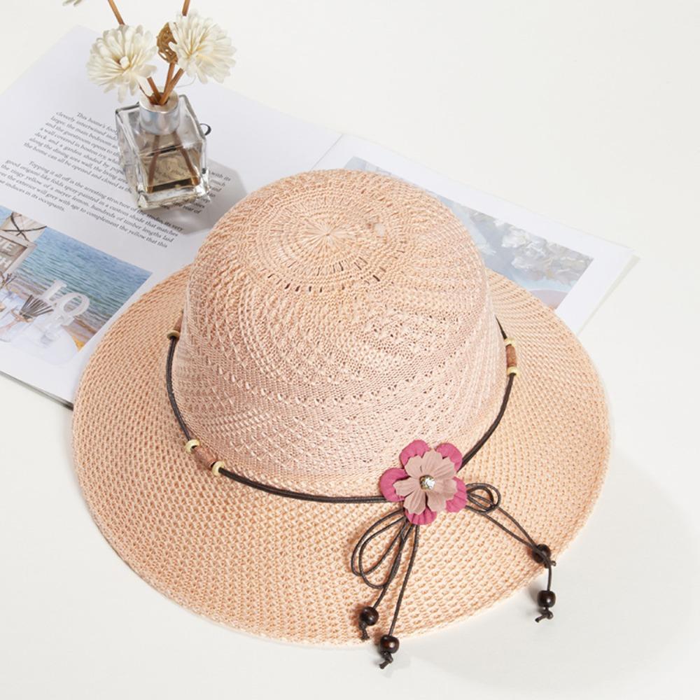 

Bow Flowers Straw Hat Cotton Polyester Fisherman Hat Trendy Sun Hat хакі