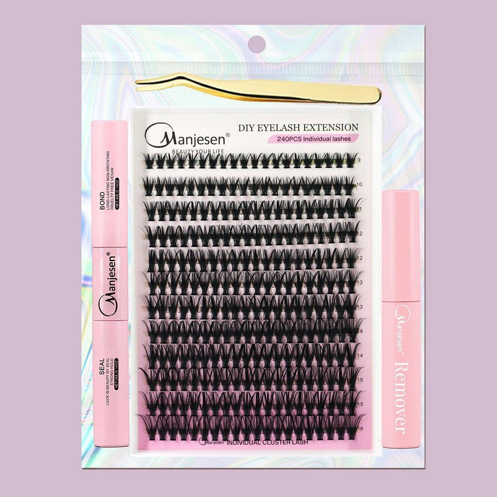 Yeni Başlayanlar İçin Kirpik Bağlayıcı ve Mühür ve Çıkarıcı Kirpik Cımbızı içeren Wispy Bireysel Kirpik Seti