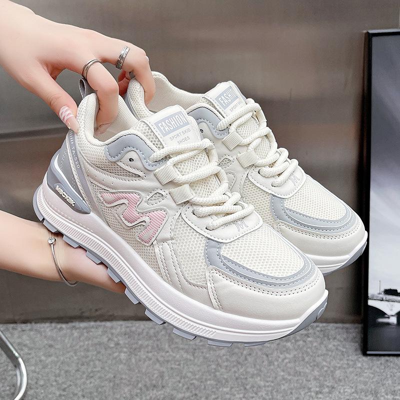 

Dad shoes autumn and winter new muffin single shoes comfortable thick sole height increase comfortable leisure 34 розовый