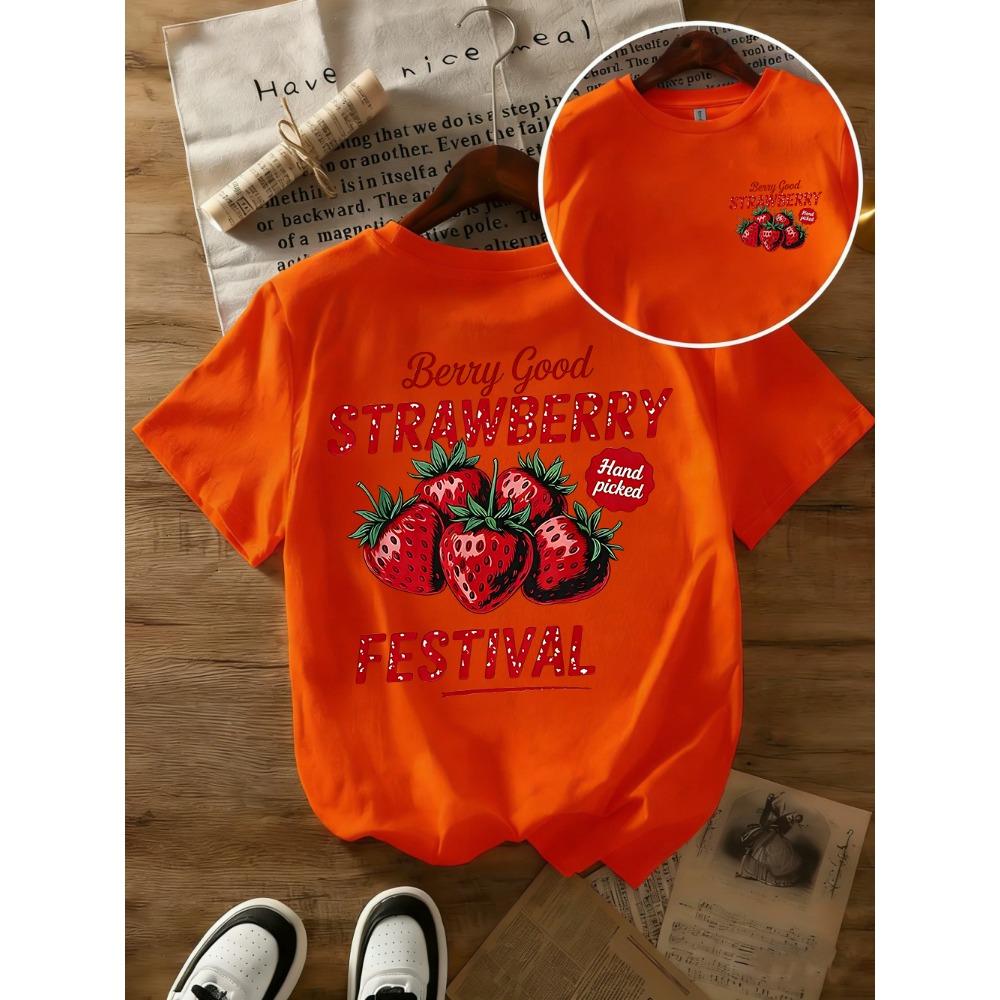 Berry Good Strawberry Printed Cotton T-Shirts Women Summer Short Sleeve T Shirt Casual Soft Oversized Tops Basic O-Neck Clothes
