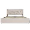 (=821415AAB) Upholstered Double Bed with Storage, USB Type C Charging Headboard, Linen Bed Frame, Youth Bed 180x200, Slatted Frame (Without Mattress)