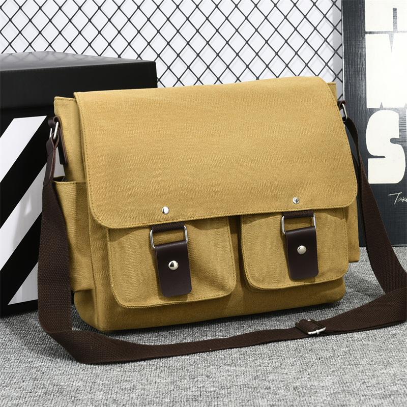 Men's Retro Canvas Messenger Bag – Casual Crossbody Sling with Adjustable Strap for Outdoor & Travel Use