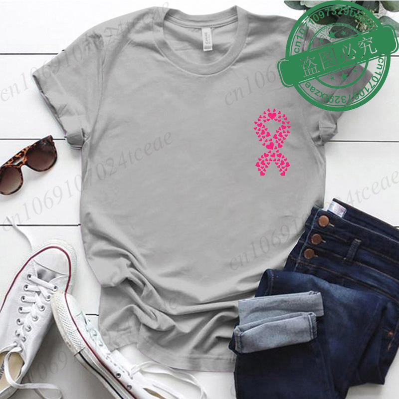 Breast Cancer Awareness Printed Women Tshirt Short Sleeve Pink Clothes Tops Breast Cancer Survivor Tee Shirt Clothing for Women