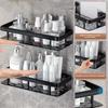 Wall Mounted Shower Rack Large Capacity No Drilling for Bathroom Kitchen Space Saving Easy Install Store Toiletries Cosmetics