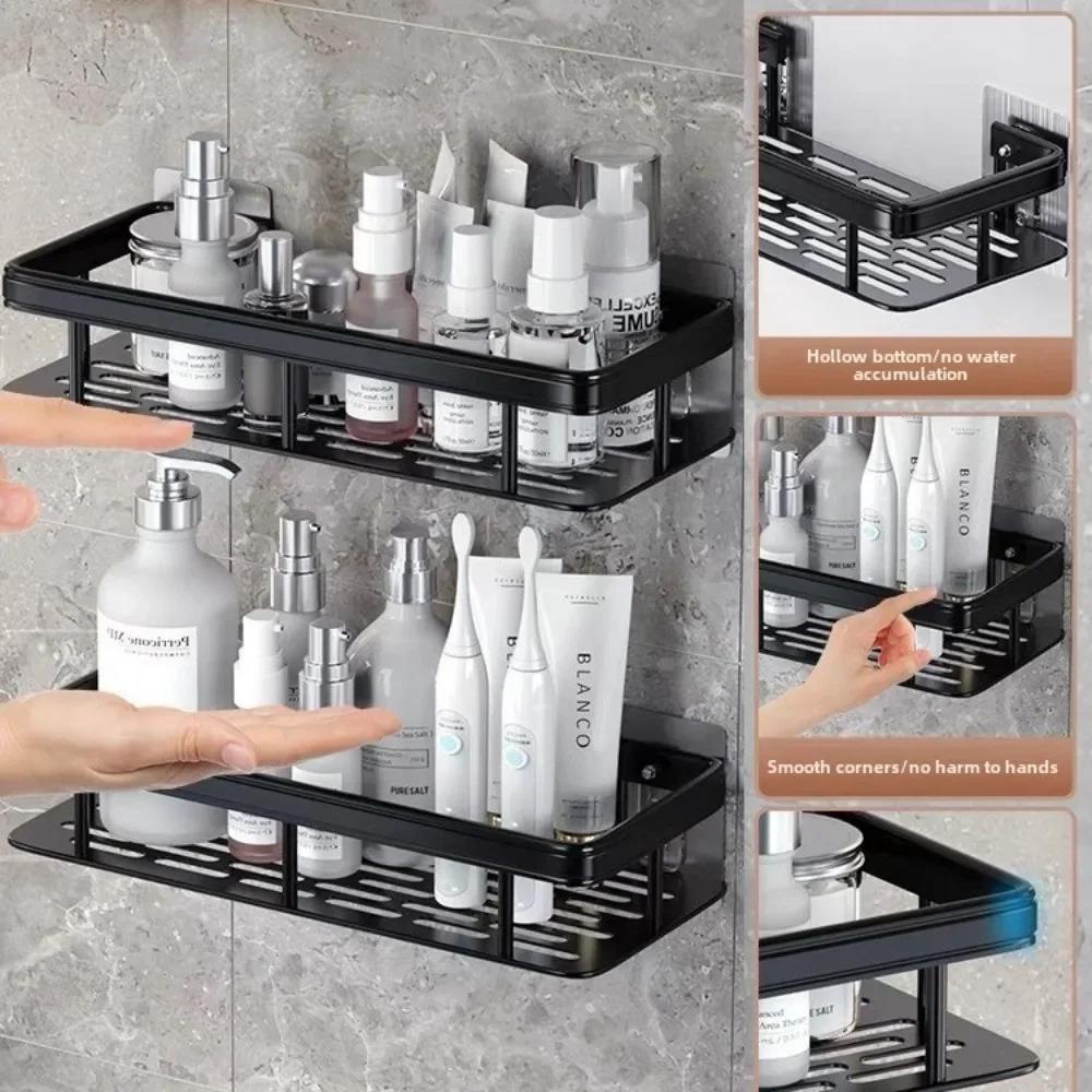 Wall Mounted Shower Rack Large Capacity No Drilling for Bathroom Kitchen Space Saving Easy Install Store Toiletries Cosmetics