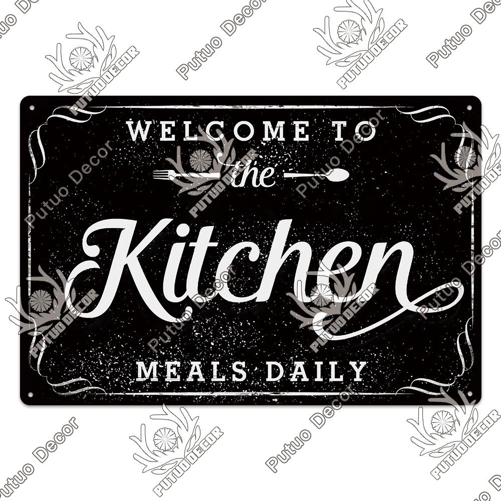 Putuo Decor Kitchen Slogan Vintage Tin Sign Plaque Metal Wall Art Stickers Cafe Kitchen Home Dinner Room Retro Poster Plate