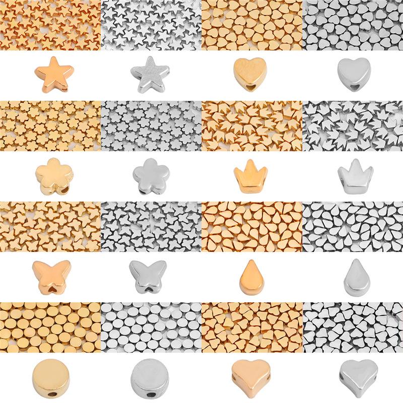 100PCS/Lot High Quality Popular Jewelry Accessories CCB Heart Star Spacer Beads For DIY Bracelet Necklace Jewelry Making Handmade