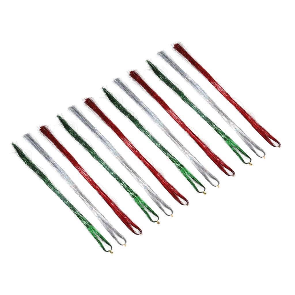 12 Bundles Glitter Sparkling Tinsel Hair Extensions with Tools Sparkle Hair Extension Kit 1.2m