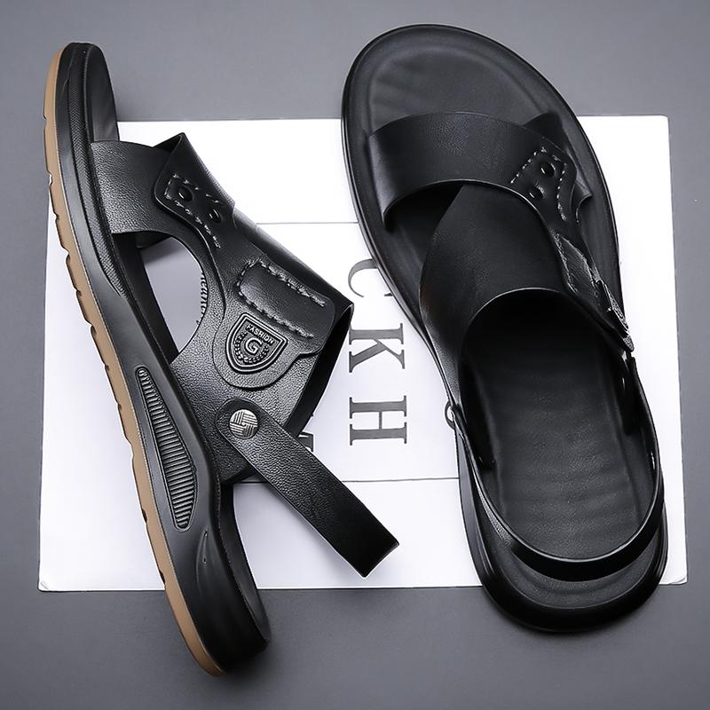 Fashion Hiking Genuine Leather Outdoor Indoor with Platform Trekking Height Ankle Wrap Slippers Beach Male Shoe Men's Sandal Big Size 47