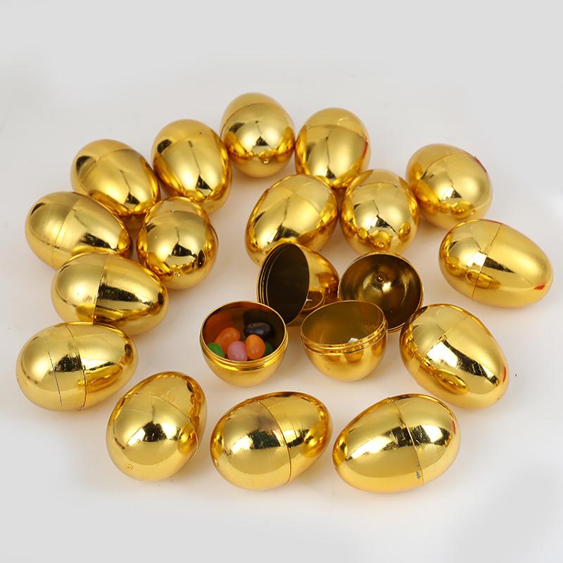 6-24pcs Golden Easter Eggs Plastic Fillable Egg Easter Egg Hunt Game Prizes Home Decoration Supplies Kids Birthday Party Favors