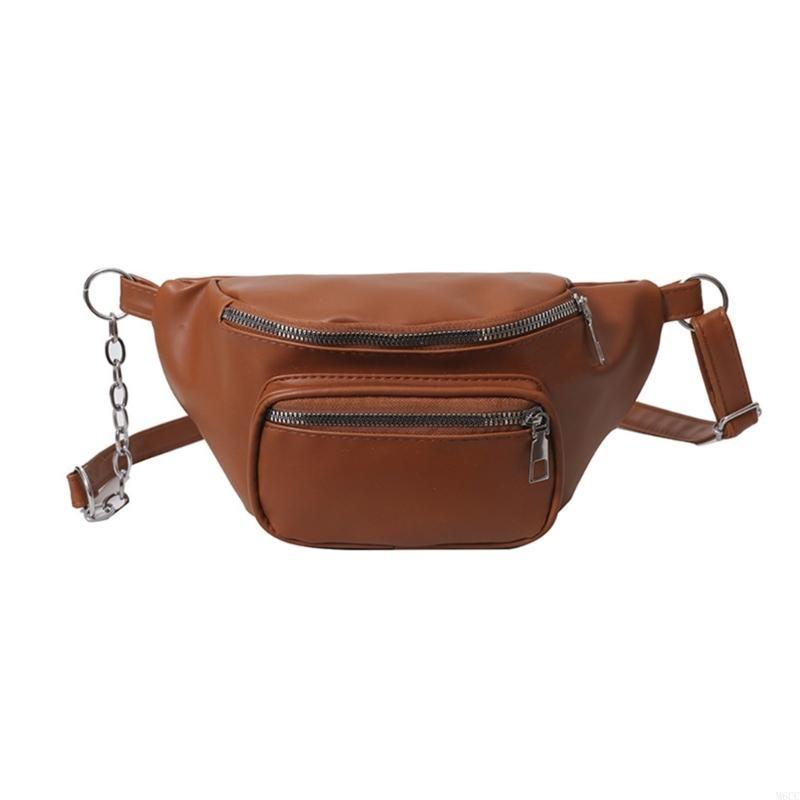 New Fashi PU Leather Chain Waist Bag for Women - Crossbody Chest Bag