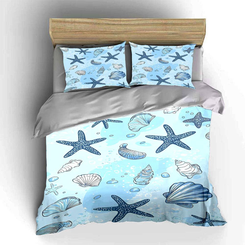 Starfish and Seashells Pattern. Bedding Sets Duvet Cover Sets Duvet Covers Pillowcases(1 * Duvet Cover 2 * Pillowcases Without Duvet Insert)