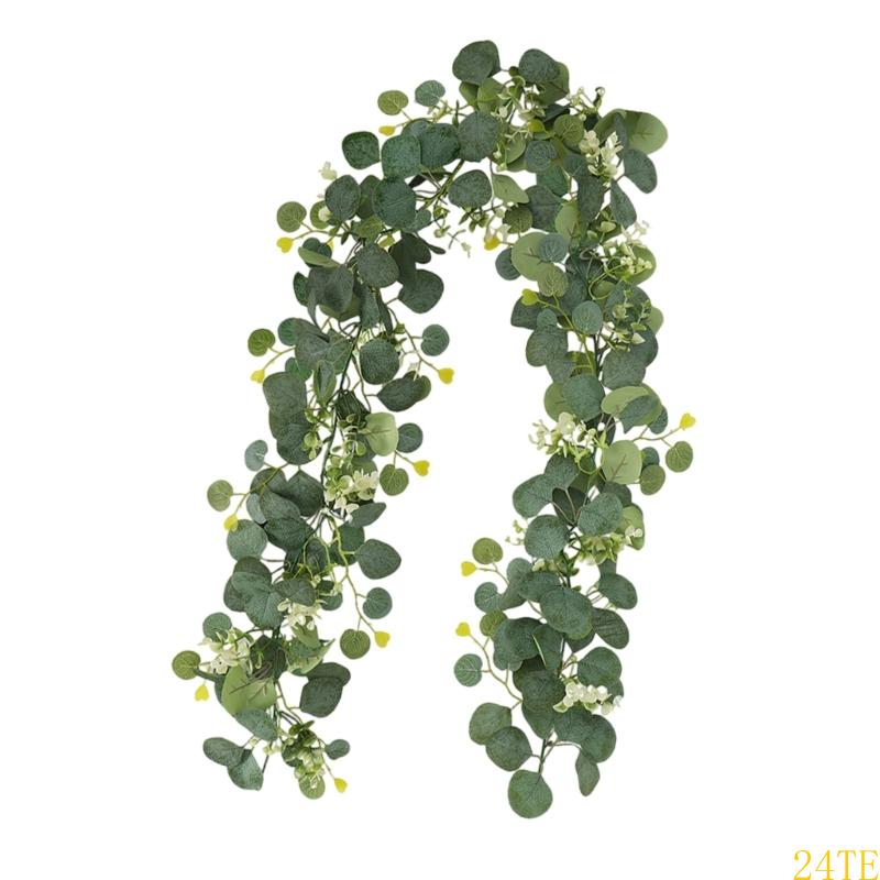24TE Realistic 180cm Eucalyptuses Vine Adornment With 60 Blooms For Event Styling