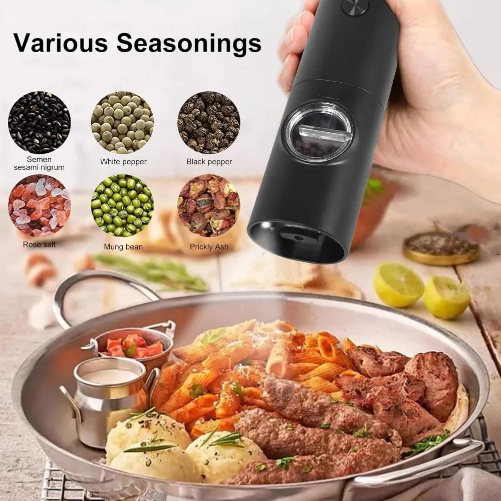 Stainless Steel Cordless Electric Grinder Heavy Force Induction Pepper Crusher Kitchen Sea Salt Seasoning Spice Grinder