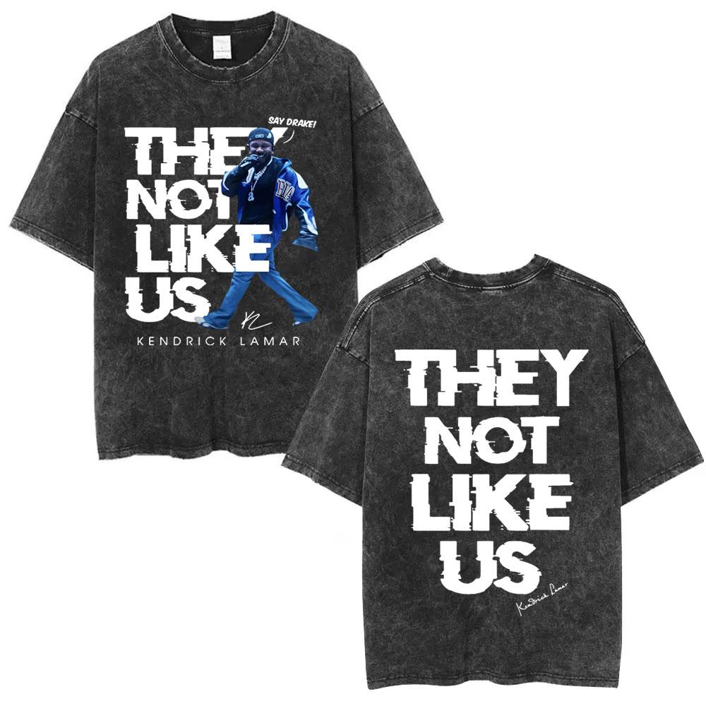 Washed Vintage Rapper Kendrick Lamar SZA Grand National Tour Tshirt They Not Like Us T Shirt Men Hip Hop Fashion Tshirt