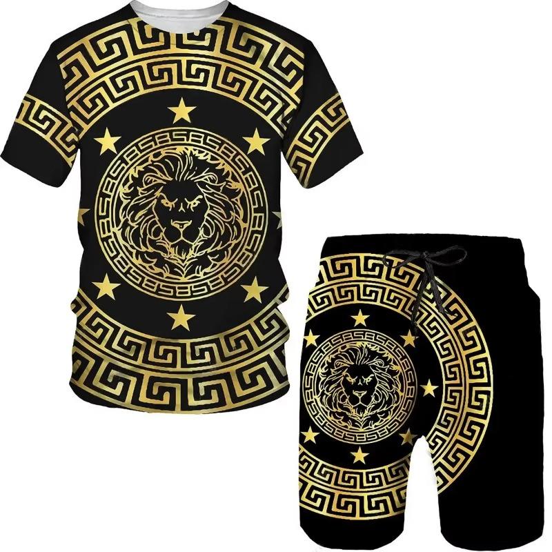 Tuta Sportiva da Uomo Stampa 3D Set Abbigliamento Due Pezzi Donna T-shirt Estate Streetwear Moda Set Manica Corta Bambino Set Tuta Uomo