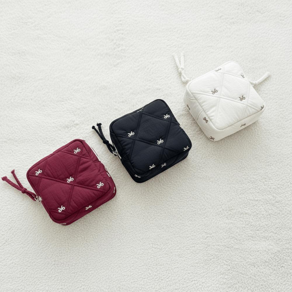 Multi-functional Bow Cosmetic Bag Portable Sanitary Napkin Storage Bag Cute Toiletry Bag  Women