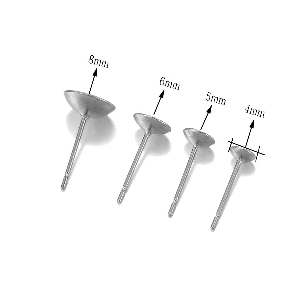 100pcs Stainless Steel Cup Shape Earring Settings Ear Post Pin Findings DIY Ear Jewelry Making Earrings Blank Base Fits Crystal