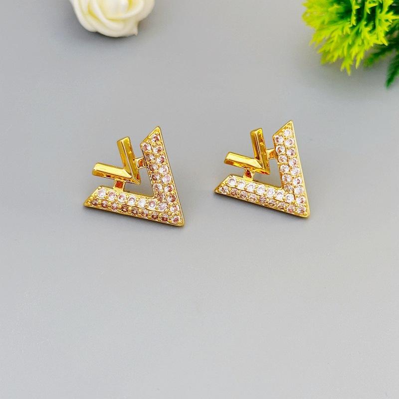 

Light Luxury Exquisite Simple Earrings Zircon Letter V Stud Earrings