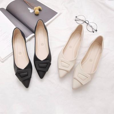Single Shoes Women's Fashion Spring Women's Pointed Head Soft Sole Not Tired Feet Comfortable Soft Leather Flat Shoes Simple Wind Shoes