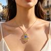 Scratch Resistant Necklace Devil Eye Vintage Chain with Hamsa Hand Pendant Rhinestone Palm Jewelry Gifts for Women Wife Girlfriend Anti-Oxidation