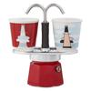 Set cafetiere italienne + 2 tasses - BIALETTI - Mini-express MAGRITTE - Inox / Rouge