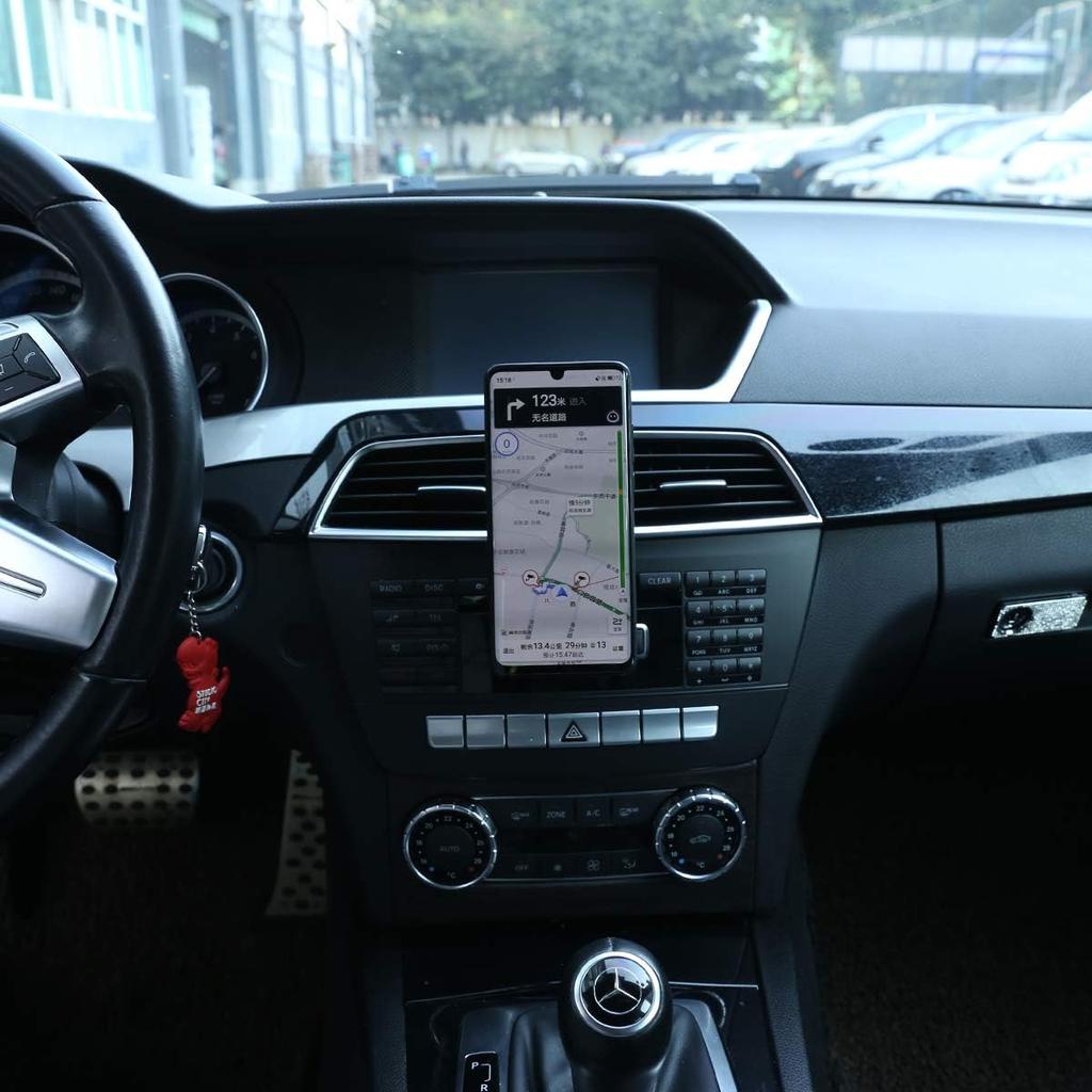 Black Aluminum Alloy Car Center Air Vent Mobile Phone Holder Accessories for Mercedes Benz C Class W204 C180 C200 2008-2013