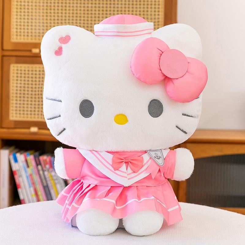 New Kawaii Sanrio KT Cat Plush Toy Hello Kitty Stuffed Doll Kids Birthday Gifts Cute Hello Kitty Doll for Collection Plushie