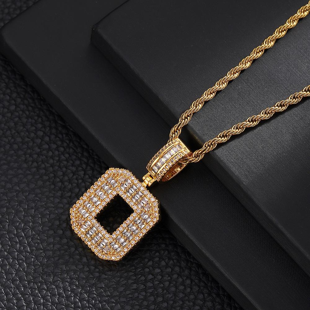 26 English Letters Pendant Necklace Copper Inlaid Zircon Versatile Jewelry Necklace