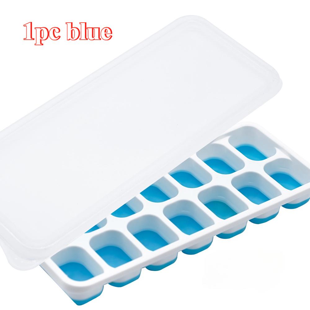 14 Cube Easy Release Ice Cube Tray Mold with Lid Silicone Square Molds Summer Kitchen Bar DIY Iced Cocktail Freeze Tool