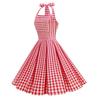 Checked, off-the-shoulder, figure-hugging, edgy, backless, sexy, pleated, vintage halter-neck dress