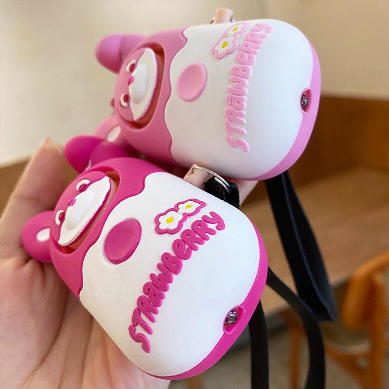 Erdbeere Niedliches Silikon Kaninchen Nachtlicht Und Alarm Schlüsselanhänger Für Zubehör Spaß