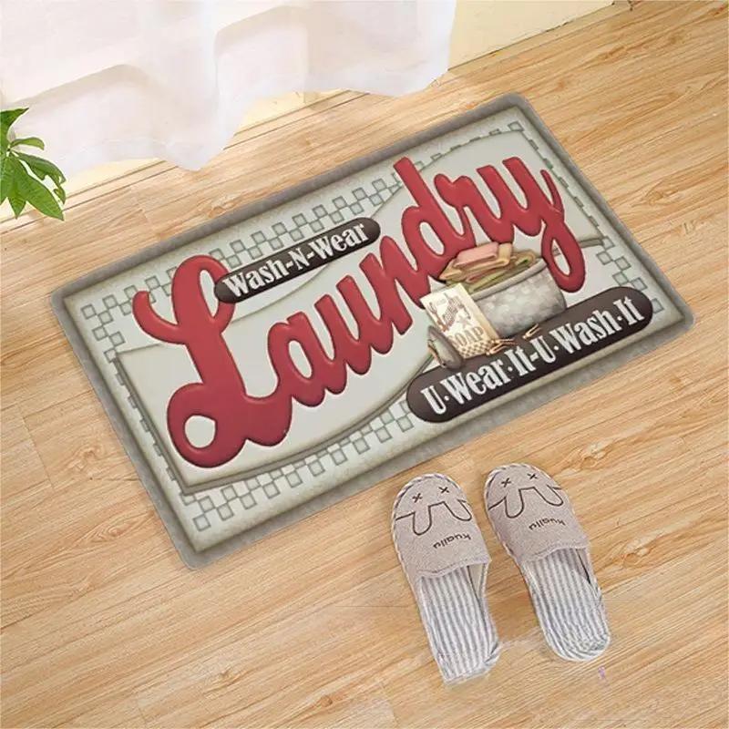 Laundry Room Printed Carpet Non-Slip Soft Entryway Foyer Bedroom Entrance Doormat Laundry Room Floor Mats Home Decoration