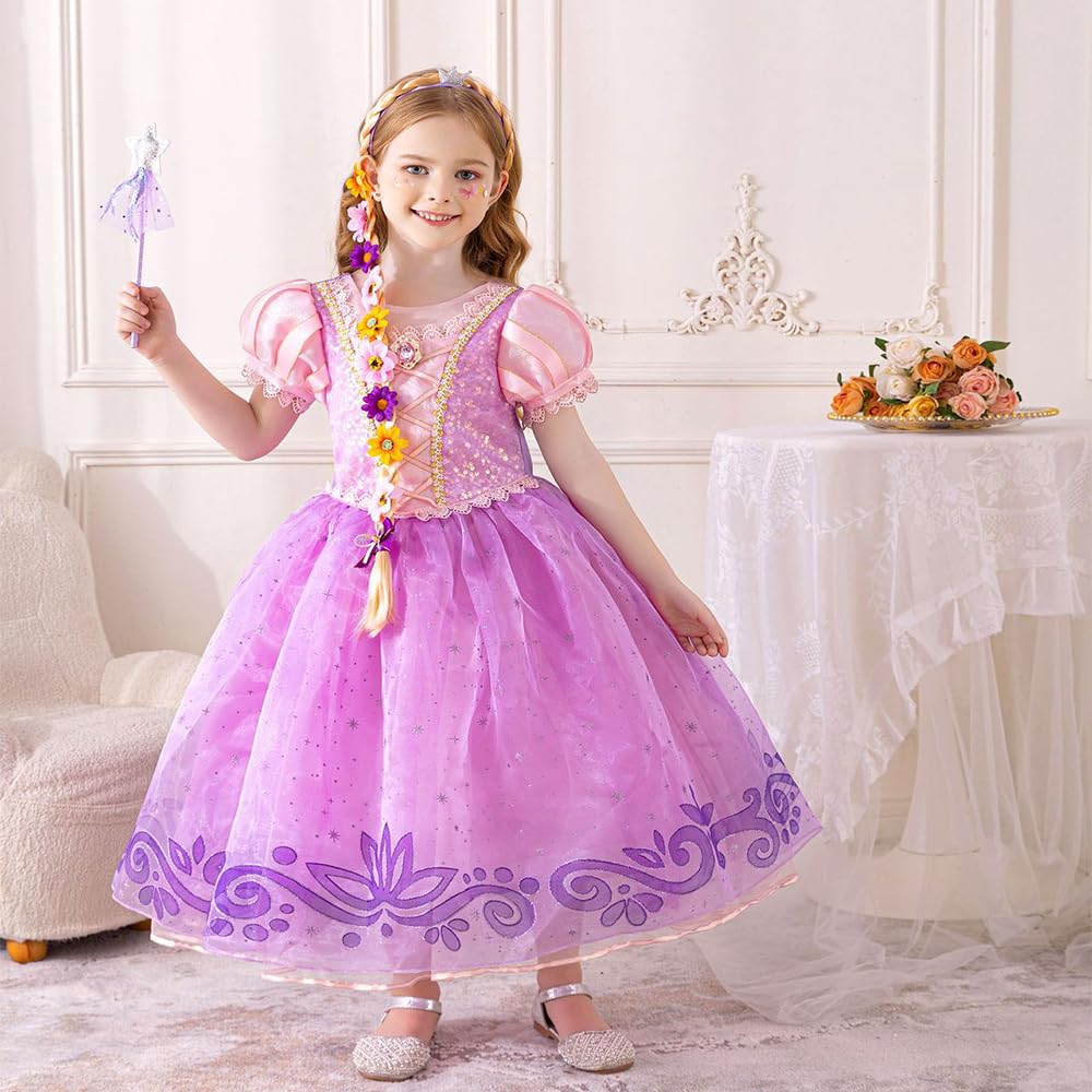 [DKJLSTORE] Prinzessinnen-Haarschmuck für Kinder, Rapunzel Perücken-Haarband, Haar-Accessoire, Blondes Haar, Geburtstags-Accessoire, Cosplay, Halloween, Weihnachten, Niedlich,