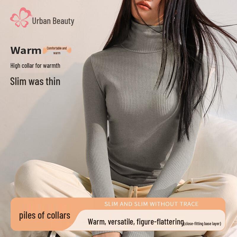 

Женский облегающий вязаный топ с высоким воротником One Size