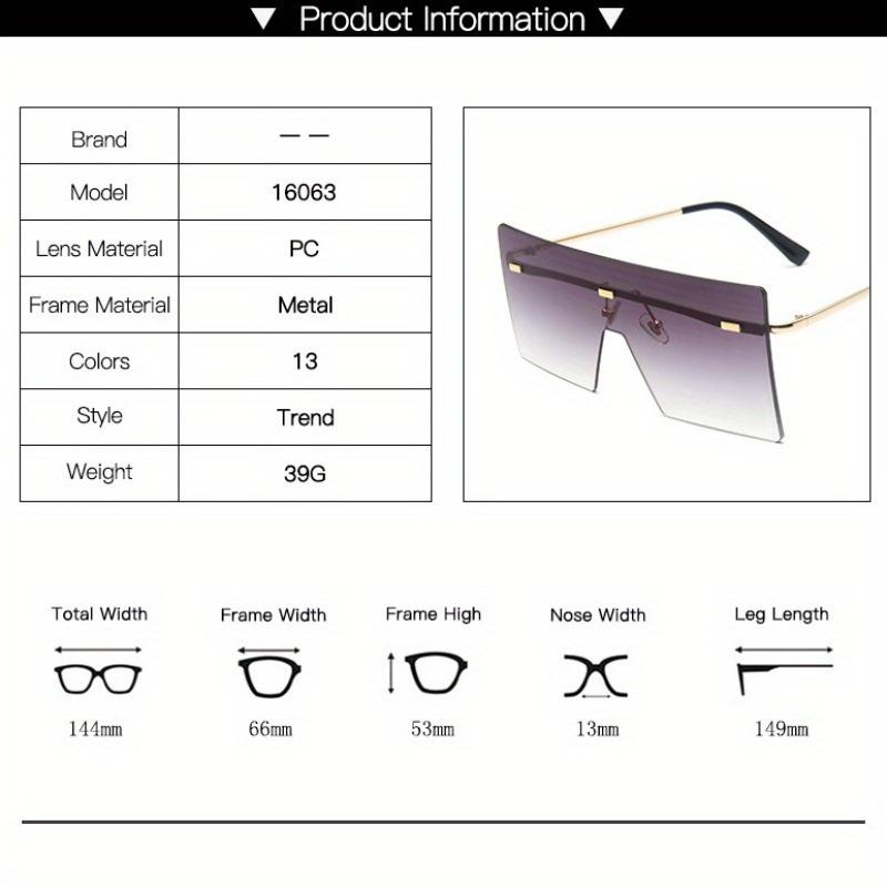 Male and Female Oversized Frameless Square Ocean Lenses - Fashionable Decorative Accessories Street Pography Props