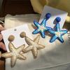 Steel needle flower starfish pendant earrings seaside vacation fashion stud earrings temperament versatile niche design personalized earrings