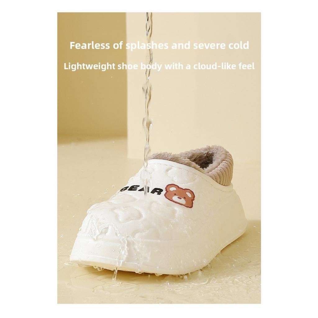 Waterproof Cotton Slippers for Women, Autumn and Winter Bags, Cotton Slippers, Winter Indoor Use, Anti Slip and Warm Thick Soled Cotton Shoes