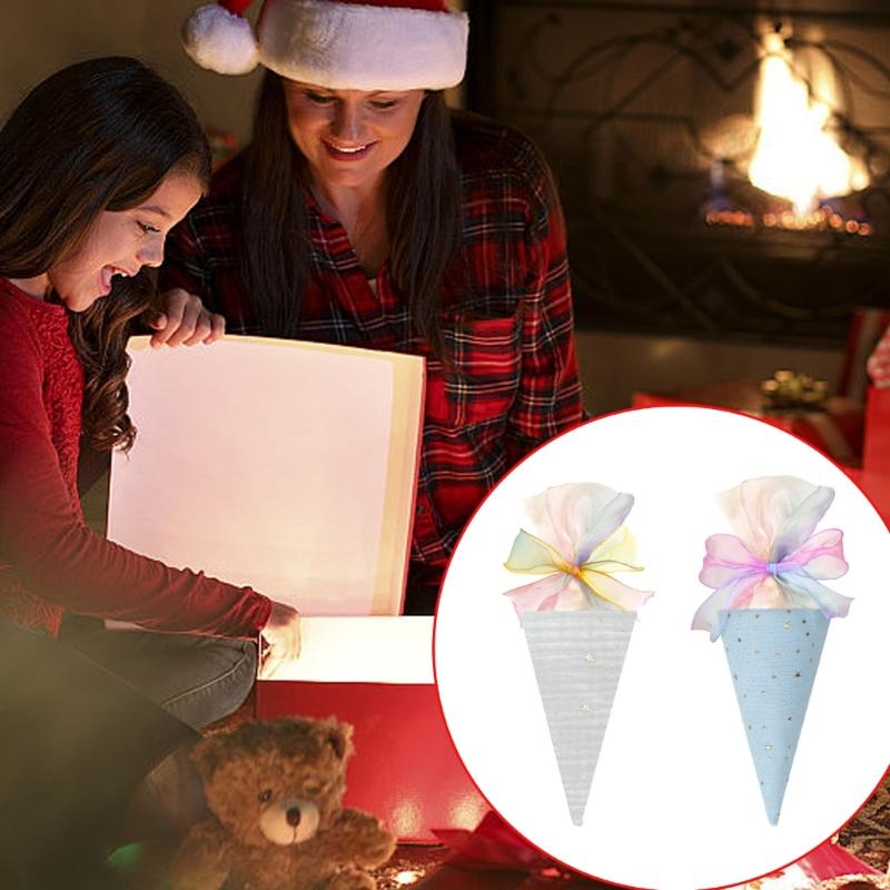 Stylish Fabric Party Decoration Ice Cream Cone Shaped Bowknot Ornament for Students Kids Celebration Gift